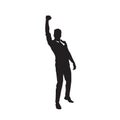 Business Man Black Silhouette Excited Hand Up Success Full Length Over White Background Royalty Free Stock Photo