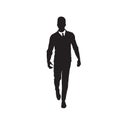 Business Man Black Silhouette Making Step Forward Full Length Over White Background