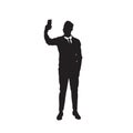 Business Man Black Silhouette Using Cell Smart Phone Full Length Royalty Free Stock Photo