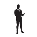 Business Man Black Silhouette Using Cell Smart Phone Full Length