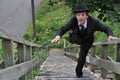 Business man ruining up the stairs or falling down the stairs Royalty Free Stock Photo