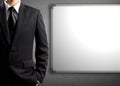 Business man and blank white board Royalty Free Stock Photo