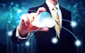 Business man with blue cloud computing concept Royalty Free Stock Photo