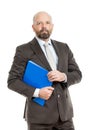 Business man with blue folder Royalty Free Stock Photo