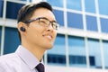 Business Man With Bluetooth Handsfree Device Text Space Royalty Free Stock Photo