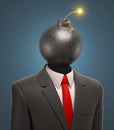 Business man with a bomb instead of head Royalty Free Stock Photo