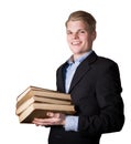 Business man with books Royalty Free Stock Photo