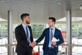 Business Man Boss Hand Shake Welcome Gesture, Businessman Handshake Sign Up Contract Modern Office Royalty Free Stock Photo