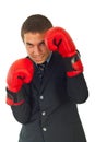 Business man with boxing gloves Royalty Free Stock Photo