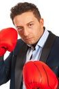 Business man with boxing gloves Royalty Free Stock Photo