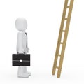 Business man briefcase look up ladder Royalty Free Stock Photo