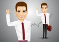 Business man with briefcase raising his right hand up Royalty Free Stock Photo