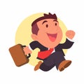 Business man with briefcase running fast . Hurry to get on time Royalty Free Stock Photo