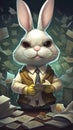 business man bunny is a secretary holding money generative AI