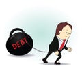 Business man burdened with Debt illustration Royalty Free Stock Photo