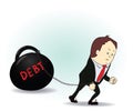 Business man burdened with Debt illustration