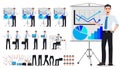 Business man for business presentation vector character creation set Royalty Free Stock Photo