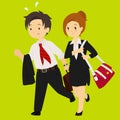 Business Man and Business Woman Rushing For Work Illustration