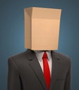 Business man with a cardboard bag on his head Royalty Free Stock Photo