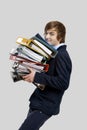 Business man carrying folders Royalty Free Stock Photo