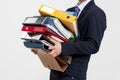 Business man carrying folders Royalty Free Stock Photo