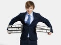 Business man carrying folders Royalty Free Stock Photo