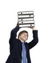 Business man carrying folders Royalty Free Stock Photo