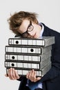 Business man carrying folders Royalty Free Stock Photo