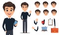 Business man cartoon character creation set