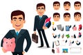 Business man cartoon character in formal suit Royalty Free Stock Photo