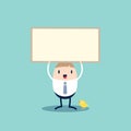 Business man cartoon character holding blank sign board Royalty Free Stock Photo