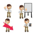 Business man cartoon character Illustration design creation Set with different gestures Royalty Free Stock Photo