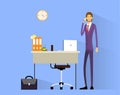 Business man cell phone call at desk in office Royalty Free Stock Photo