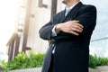 business man chairman front of office building Royalty Free Stock Photo