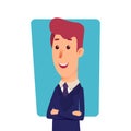 Business man character. Cartoon successful businesman in suit. Young office manager in flat style. Professional salesman Royalty Free Stock Photo