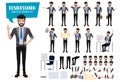 Business man character create kit vector set. Businessman characters friendly male office employee editable creation.