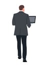 Business man character standing with laptop vector Royalty Free Stock Photo