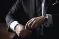 Business Man checking time his watch AI generated Royalty Free Stock Photo