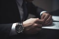 Business Man checking time his watch AI generated Royalty Free Stock Photo