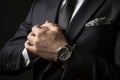 Business Man checking time his watch AI generated Royalty Free Stock Photo