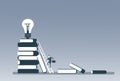 Business Man Climbing Books Stack To Light Bulb On Top New Creative Idea Concept Royalty Free Stock Photo