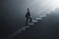 Business man climbing stairs 3d illustrations Royalty Free Stock Photo