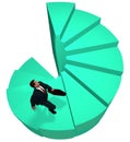 Business man climbs to top spiral success steps Royalty Free Stock Photo