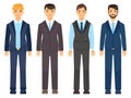Business man clothes. Young men in office clothes vector illustration. Dress code for male character