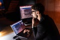 Business man for coding, software development and programming script in cybersecurity Royalty Free Stock Photo