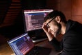 Business man for coding, software development and programming script in cybersecurity Royalty Free Stock Photo