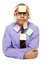 Business man covered with sticky notes Royalty Free Stock Photo