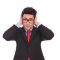 Business man covering ears Royalty Free Stock Photo