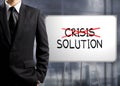 Business man cross crisis and find solution Royalty Free Stock Photo