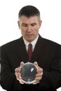 Business Man With Crystal Ball Royalty Free Stock Photo